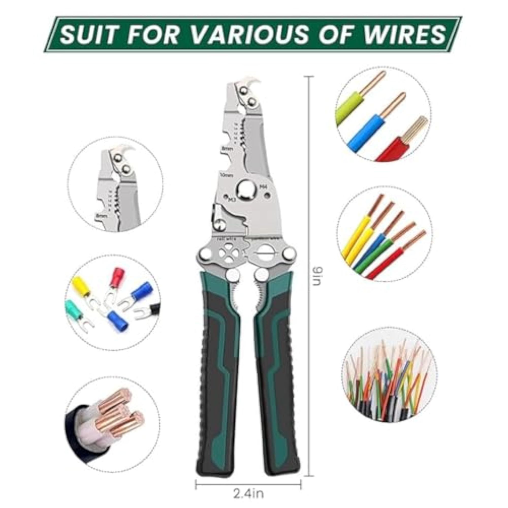 Foldable Wire Stripper Pliers with Cutting & Crimping Function